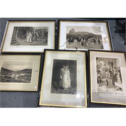 5 Very large signed Victorian monochrome prints after Maude Goodman, Blanche Sutkins etc plus old military photograph (6)
