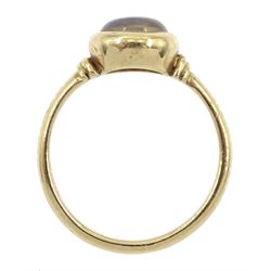 9ct gold single stone circular moonstone ring, hallmarked