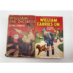 Richmal Crompton - 'William the Outlaw'  published 1963, unclipped dust jacket, 'William Carries On' published 1963, unclipped dust jacket , two other William books and two paperbacks (6)