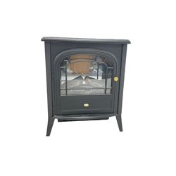 Electric fan heater in the form of a wood burning stove 