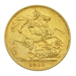King Edward VII 1910 gold full sovereign coin, Sydney mint