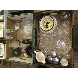 Two Boxes of Mixed Glassware and Ceramics including Two Chemist Jars