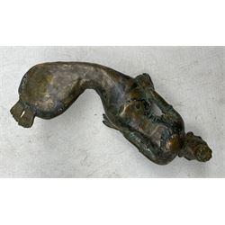 African Benin type bronze censer in the form of a reclining figure L20cm and a Chinese bronze censer H19cm