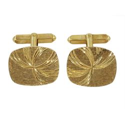 Pair of 9ct gold rectangular cufflinks, hallmarked, approx 7.6gm
