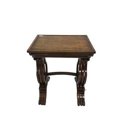 Nest of three yew wood tables
