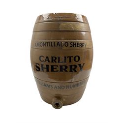  Stoneware barrel by George Skey, Tamworth with later stencilled lettering 'Carlito Sherry' H54cm