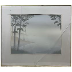 Paul T Windridge (British 20th Century): Lakeside Reflections, watercolour signed 36cm x 54cm; L Carlton (British Contemporary): 'Northern Pines', print signed titled and numbered 193/225 in pencil 43cm x 66cm 
