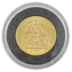 King George V 1929 gold full sovereign coin, Pretoria mint
