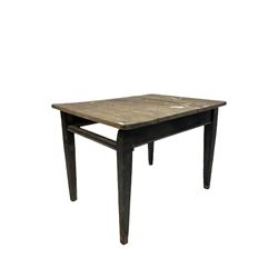 Rustic Victorian pine table,  raised on tapered square supports 