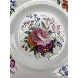 Set of ten Victorian Coalport design dessert plates individually painted with a centre spray of flowers with a shell and scroll border Pattern No.2988 D24cm
