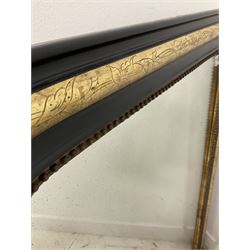 19th century mirror with gilded and ebonised frame 90cm x 65cm