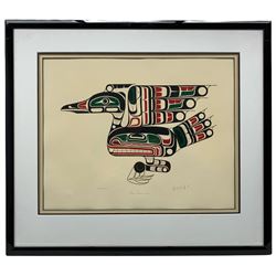 Richard Hunt (Native American 1951-): 'Kwa-Gulth Loon', limited edition screenprint signed titled and numbered 386/600/79, 45cm x 57cm
