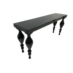 Barker & Stonehouse - ebonised console table on turned vasiform supports