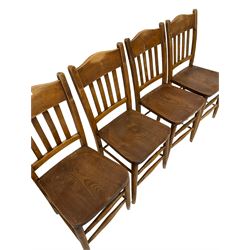 Set of four elm and beech kitchen chairs