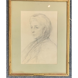 Mrs Gascoigne - Half length portrait of Agnes wife of Charles, 2nd Viscount Halifax, pencil, inscribed on frame, 51cm x 35cm 