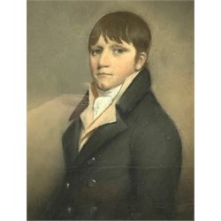British School (19th Century): Portrait of John Gill Esquire, pastel unsigned, titled verso 24cm x 19cm