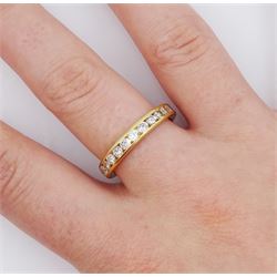 18ct gold channel set round brilliant cut diamond full eternity ring, hallmarked London, total diamond weight 1.46 carat
