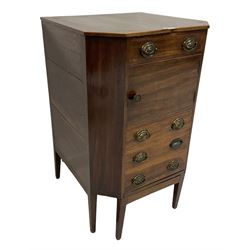 George III mahogany wash stand, with one faux drawer over two cupboards, raised on square tapering supports 