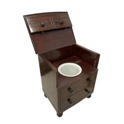 19th century scumbled pine night commode (W59cm, H70cm, D45cm); a Victorian mahogany tea table (W106cm, H74cm, D52cm); and an early 20th century metal trunk (W69cm, H41cm, D43) (3)