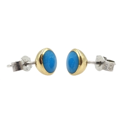 Pair of 9ct gold turquoise stud earrings, with silver posts