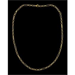 9ct gold belcher and rectangular link necklace, hallmarked