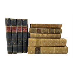 Robert Scott - The History of England during the Reign of George III, four volumes published 1824, half calf and marbled boards, Lieut Francis Hall - Travels in Canada and the United States second edition with folding map 1819, two volumes in prize binding stamped 'Royal Medical College MDCCCLV' and other books