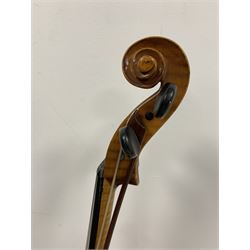Czechoslovakian cello and bow, length of back 76cm
