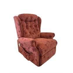 Sherborne - electric riser reclining armchair, upholstered in salmon fabric
