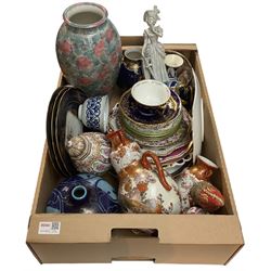 Quantity of English and other ceramics, including Coalport plates, Kutani wares, etc in one box