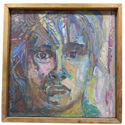 Abstract School (20th century): Portrait of a Young Man, oil on canvas unsigned 30cm x 30cm