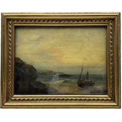 T Griffiths (British 19th century): Figures by Moonlit Lake, oil on canvas signed and dated 1872, together with another similar 22cm x 30cm (2)