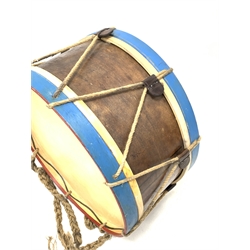 Timothy Oulton Regimental style drum, painted wooden frame with rope tensions, D66cm 