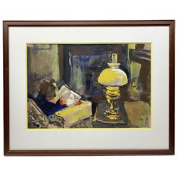 Frank Forty (Irish 1902-1996): Impressionist Interior Scene, mixed media unsigned, labelled verso 37cm x 54cm