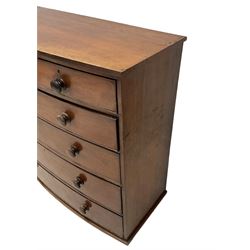 19th century mahogany bow front chest, fitted with two short and four long drawers