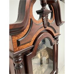 Modern mahogany longcase clock, spring driven 31 day movement 