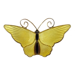  Norwegian silver, yellow and black enamel butterfly brooch by David Anderson, stamped   
