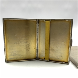 Engine turned silver cigarette case Birmingham 1930 and two other silver cigarette cases 16.4oz