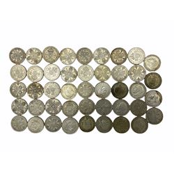 Approximately 490 grams of Great British pre 1947 silver florin / two shilling coins