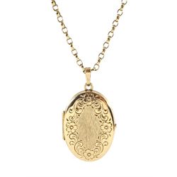 9ct gold locket pendant necklace, hallmarked, approx 9.1gm