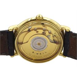 Raymond Weil gold-plated automatic wristwatch, No. 2821, on original leather strap