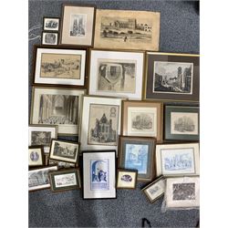 Large collection engravings of York Minster and York interest together with quantity unframed engravings (approx. 30)