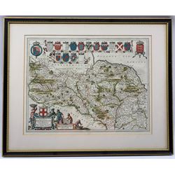 After Johannes/Joan Blaeu (1596-1673): 'Ducatus Eboracensis Pars Borealis', map of the North Riding of Yorkshire, engraving with hand-colouring, published c.1663, 39cm x 51cm