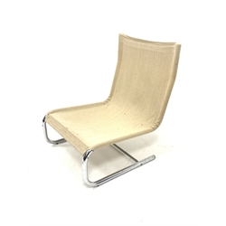 Möbelmontage Sweden - An innovator lounge chair, with single section suspended upholstery on chrome plated steel frame, Circa 1960 