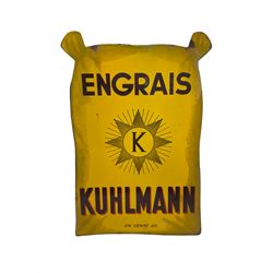 Vintage French enamel double sided advertising sign 'Engrais Kuhlmann' 60cm x 40cm