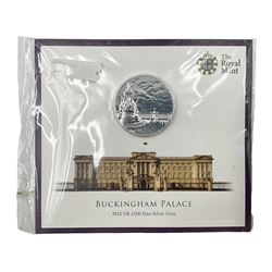 The Royal Mint United Kingdom 2015 'Buckingham Palace' fine silver one hundred pound coin, on card