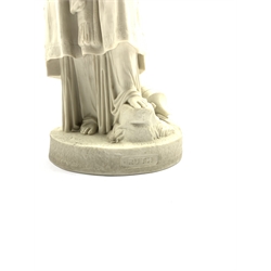 19th century Copeland Parian figure of Ruth stood carrying sheaves of corn, impressed to reverse Pub'd May 1859, H49cm 