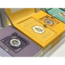 Six Beatrix Potter limited edition coin and book gift boxes, each containing a coloured silver proof fifty pence coin, three dated 2017 'The Tale of Mr Jeremy Fisher', 'The Tale of Tom Kitten' and 'The Tale of Benjamin Bunny' and three dated 2018 'The Tailor of Gloucester', 'The Tale of The Flopsy Bunnies' and 'The Tale of Mrs Tittlemouse'