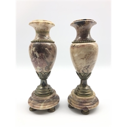 Pair of 19th century style baluster form garnitures with bronzed metal mounts, H25.5cm 
