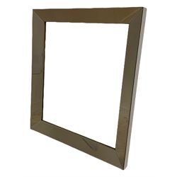 Contemporary rectangular wall mirror, bevelled plate within chamfered tinted frame