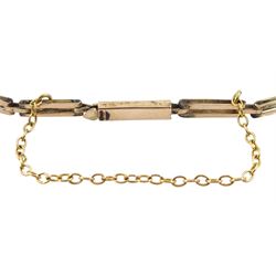 Early 20th century gold graduating round cut blue zircon bracelet, to a rectangular link bracelet